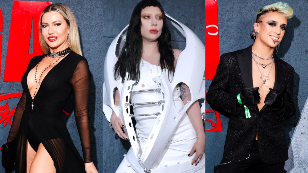 Lindsay Taylor, Lady Gaga and Jake Gonzales attend the world premiere of "Chromatica Ball" on May 23.