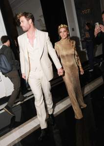 Chris Hemsworth and Elsa Pataky at The Carlyle Hotel before the 2024 Met Gala
