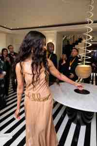 Zoe Saldana in Chloé at The Mark Hotel before the 2024 Met Gala