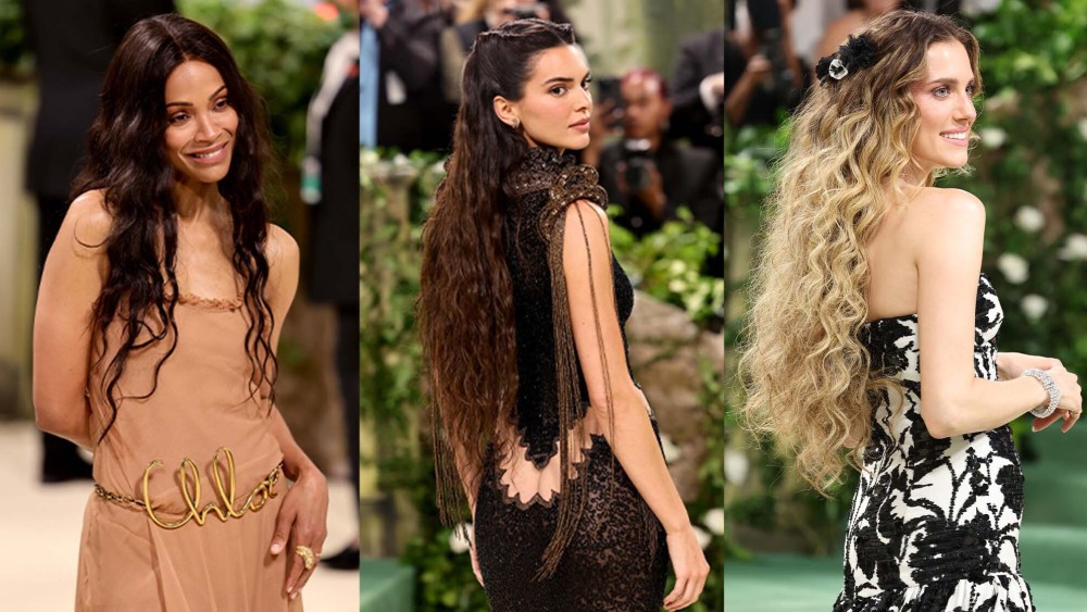 Zoe Saldana, Kendall Jenner, and Allison Williams wear long beachy waves at the 2024 Met Gala