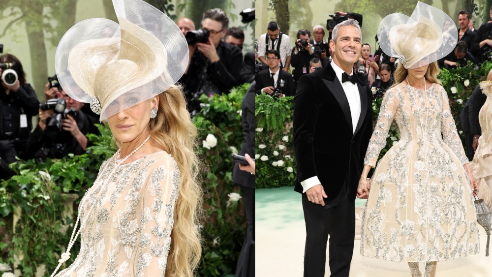 (L-R) Andy Cohen and Sarah Jessica Parker at the 2024 Met Gala at The Metropolitan Museum of Art on May 06 in New York City.