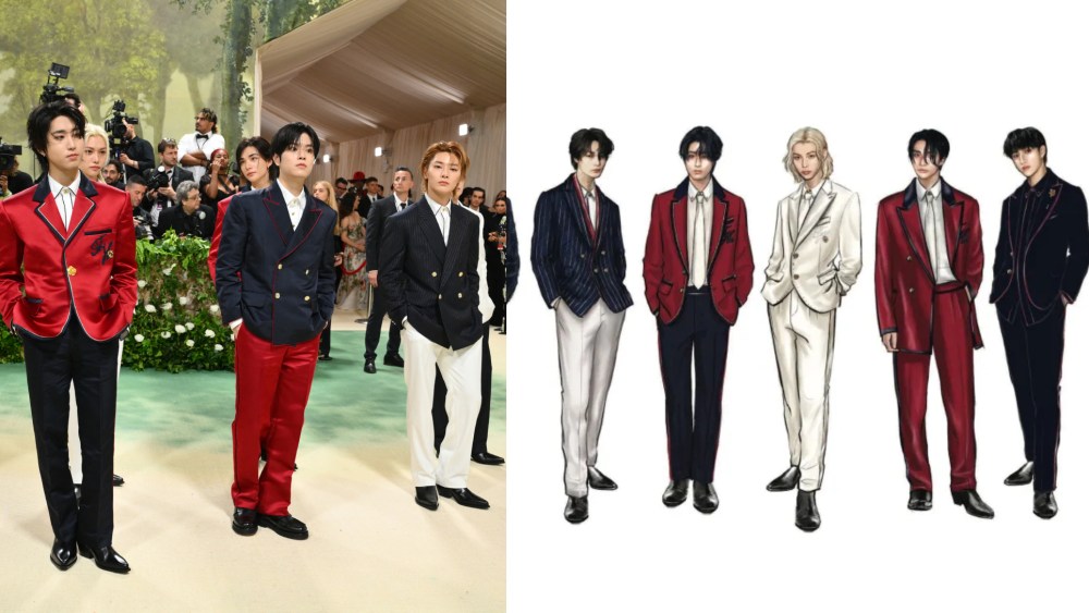 A sketch of Tommy Hilfiger's Met Gala designs for Stray Kids.