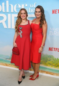 Rowan Francis Henchy and Brooke Shields at the Los Angeles special screening of "Mother of the Bride" held at the Bay Theater on May 8, 2024 in Los Angeles, California.