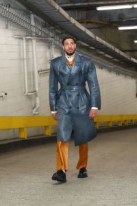 Tyrese Haliburton #0 of the Indiana Pacers arrives to the arena before the game against the New York Knicks on February 1, 2024 at Madison Square Garden in New York City, New York.