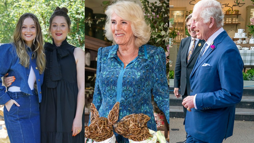 (L-R) Hannah Dodd, Ruth Gemmell, Queen Camilla, King Charles at the 2024 Chelsea Flower Show on May 20.