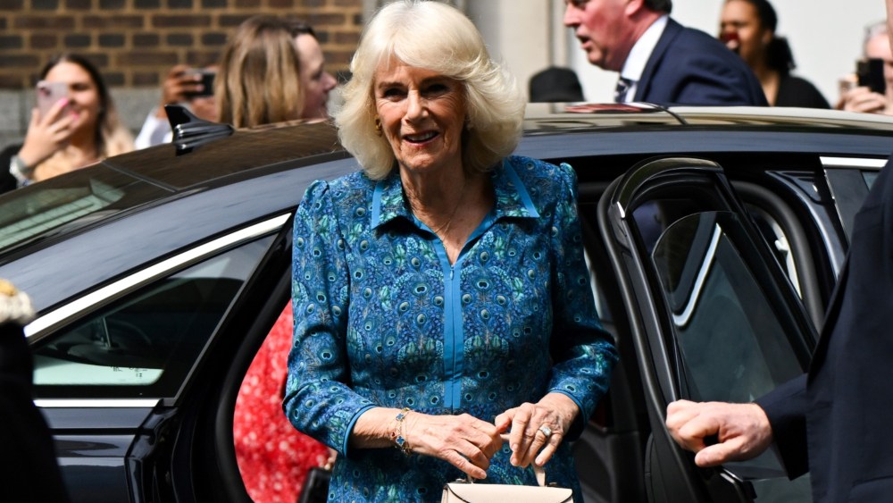 Queen Camilla attends the opening of opens the 50th Coronation Library at Moreland Primary School on May 7 in London.