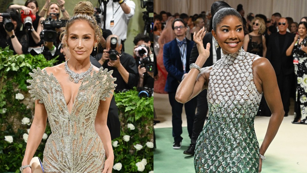 jennifer lopez, gabrielle union, met gala 2024, fashion trend sequins