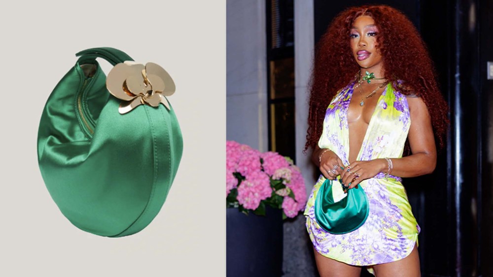 green crescent handbag