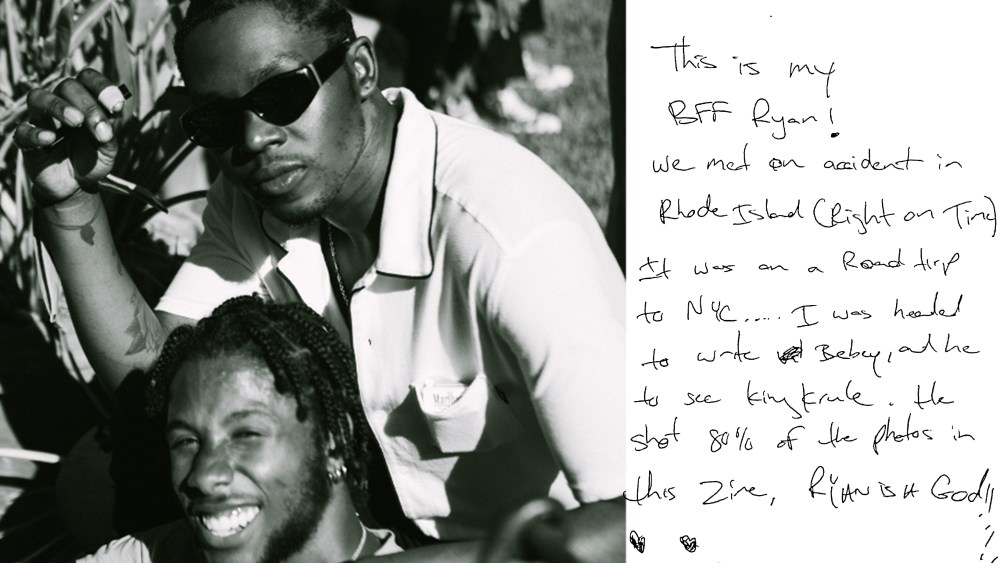 A page from Theophilus London and Virgil Abloh's magazine Bebey.