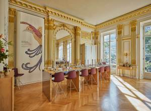 A class set up in the grand salons of the Hotel de Mercy Argenteau.