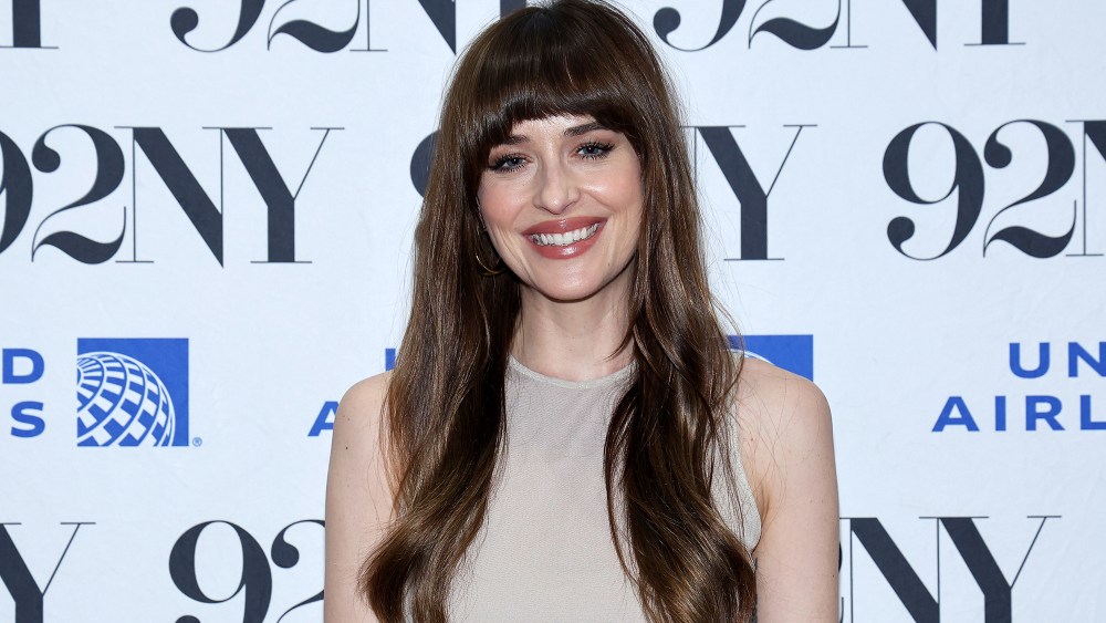 Dakota Johnson wears nude neutral saint laurent minidress and attends a "Daddio" screening on June 11 in New York, Saint Laurent, nude dress, red carpet