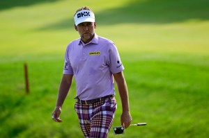 Ian Poulter of Majesticks GC looks on from the 17th hole during Day One of the LIV Golf Invitational - Chicago at Rich Harvest Farms on September 16, 2022 in Sugar Grove, Illinois.