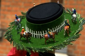 A portrait of a very topical hat at Ladies Day at Ascot, Windsor, England.