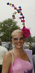 An unidentified woman sports a stylish hat at opening day of Royal Ascot horse racing week June 17, 2003 in Ascot, England.