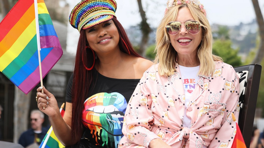 WEST HOLLYWOOD, CALIFORNIA - JUNE 02: (L-R) Garcelle Beauvais and Sutton Stracke attend the 2024 WeHo Pride Parade on June 02, 2024 in West Hollywood, California.  (Photo by Rodin Eckenroth/Getty Images)