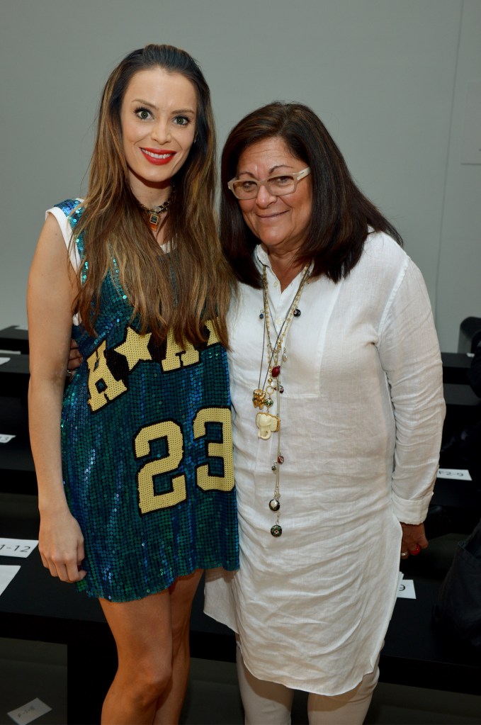 NEW YORK, NY - SEPTEMBER 12:  Yoanna House and Fern Mallis pose backstage at the Frankie B Hollywood S/S 16 fashion show during New York Fashion Week at Pier 59 Studios on September 12, 2015 in New York City.  (Photo by Grant Lamos IV/Getty Images for Frankie B Hollywood)