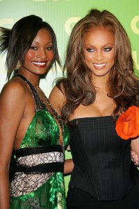 NEW YORK - MAY 18:  Models Danielle Evans and Tyra Banks attend the CW Television Network Upfront at Madison Square Garden May 18, 2006 in New York City.  (Photo by Evan Agostini/Getty Images)