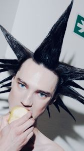 Hairstyle at the JordanLuca spring 2025 show in Milan.