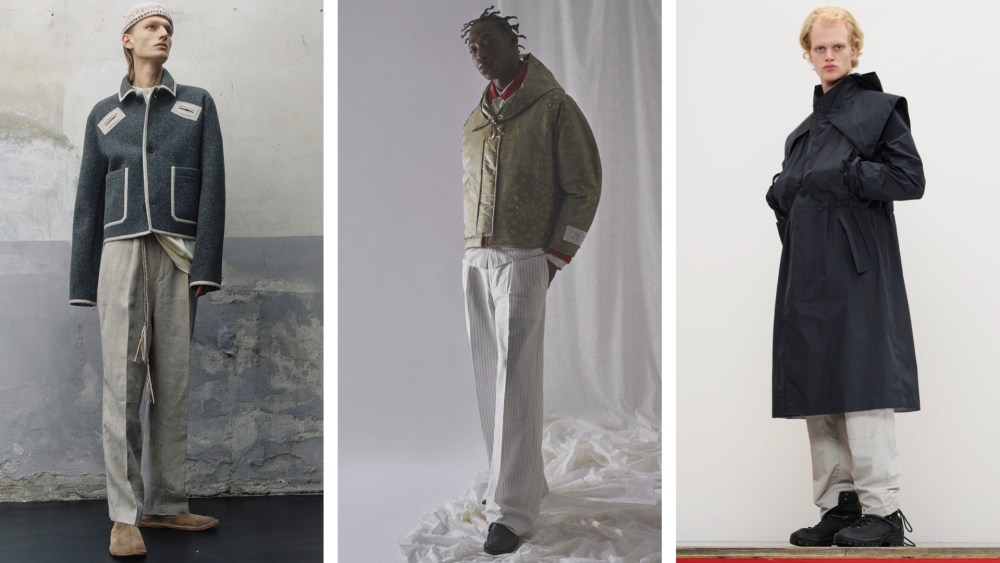 Looks from the men's spring 2025 collections of Diomene, Ascend Beyond and GR10K.001