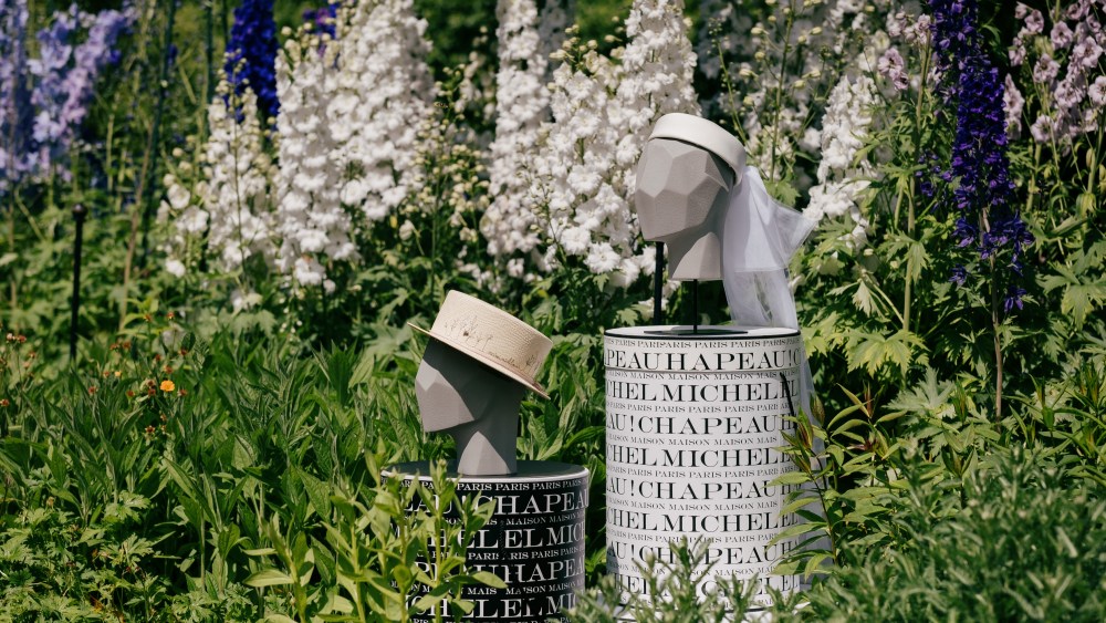 Maison Michel hats in the Kitchen Garden at Highgrove.