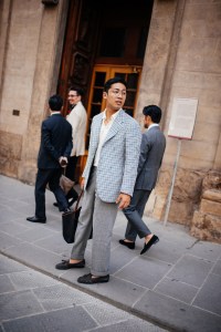 Street style at Milan Men’s Fashion Week Spring 2025.