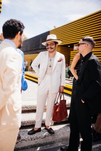 Street style at Milan Men’s Fashion Week Spring 2025.