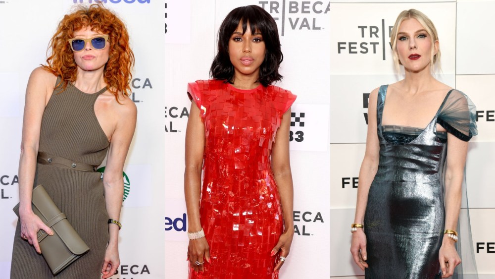 best dressed tribeca film festival 2024 red carpet celebrity style, Natasha Lyonne, Kerry Washington and Lily Rabe during the 2024 Tribeca Film Festival on June 9 in New York, red carpet, Sportmax, Honor, Hermes