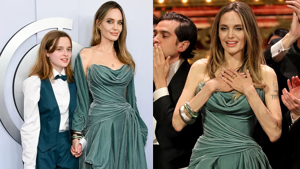 Vivienne Jolie-Pitt, left, and Angelina Jolie at the 77th Annual Tony Awards held at the David H. Koch Theater at Lincoln Center on June 16 in New York City, tony award winner, the outsiders