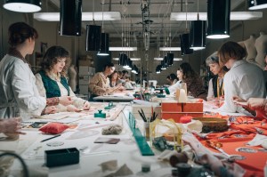 A recreation of the Chloé atelier in the ‘70s in “Becoming Karl Lagerfeld”