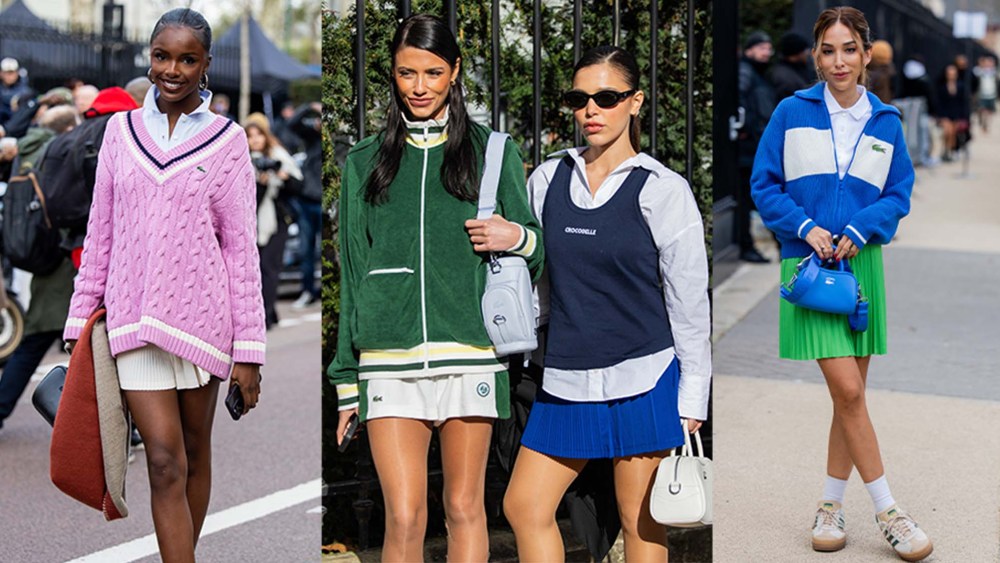 women wearing tennis-inspired outfits in street style
