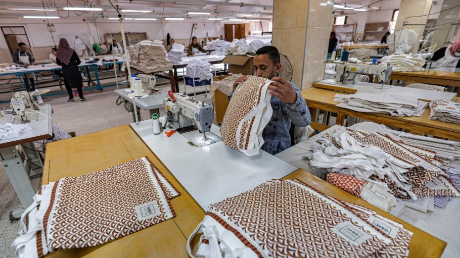 A garment worker at a factory in Egypt.