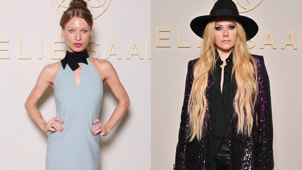 Ivy Getty, left, and Avril Lavigne attend the Elie Saab Haute Couture Fall/Winter 2024-2025 show as part of Paris Fashion Week on June 26, 2024 in Paris.