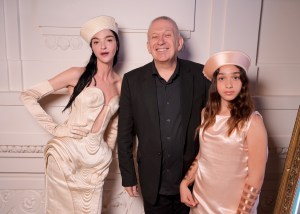 Mariacarla Boscono, Jean-Paul Gaultier and Marialucas Dalla Patti at the Jean Paul Gaultier Fall 2024 Couture show