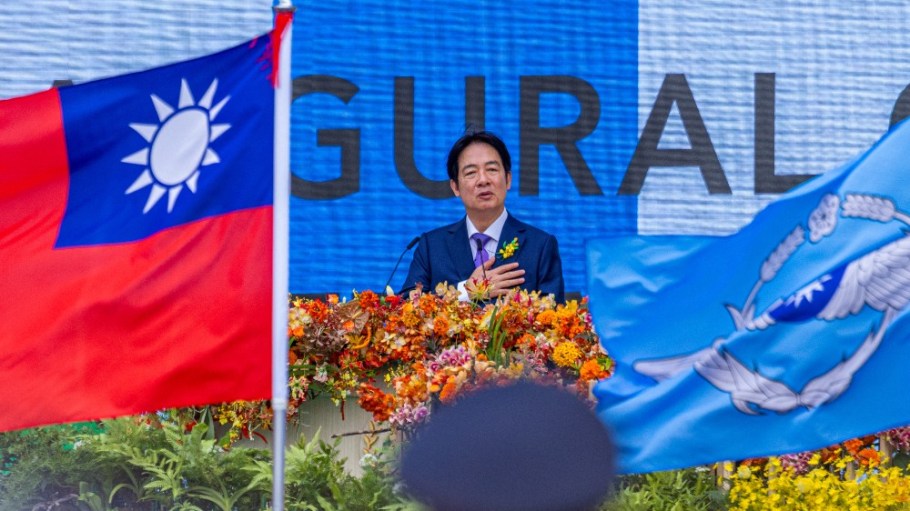 Taiwan's new President Lai Ching-te gives a speech at his inauguration ceremony on May 20 in Taipei, Taiwan.