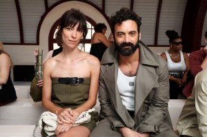 Rebecca Hall and Morgan Spector at the Loewe spring 2025 men's show.