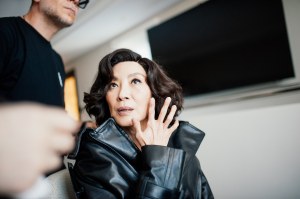 A look at Michelle Yeoh getting ready for the the Balenciaga show in Paris, France.