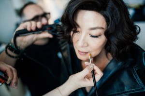 A look at Michelle Yeoh getting ready for the the Balenciaga show in Paris, France.