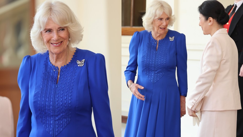 LONDON, ENGLAND - JUNE 27: Queen Camilla speaks with Empress Masako of Japan as she formally bids farewell on the final day of their state visit to the United Kingdom at Buckingham Palace on June 27, 2024 in London, England. (Photo by Chris Jackson/Getty Images)