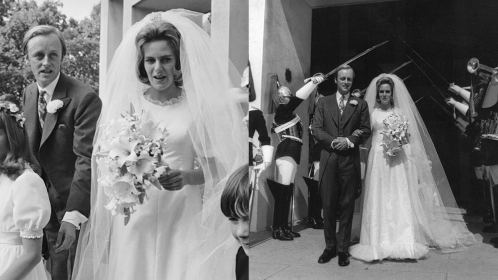 Camilla Shand marries Major Andrew Parker-Bowles at the Guards Chapel, Wellington Barracks, 4th July 1973. 