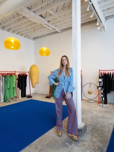 Designer Chelsea Hansford at the Simon Miller Studio in North Hollywood.
