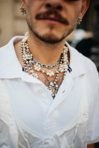 Street Style Accessory Trends at Paris Fashion Week Men’s Spring 2025: Layered Necklaces
