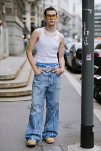 Street style at Milan Fashion Week Men's Spring 2025.