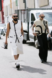 Street style at Milan Fashion Week Men's Spring 2025.