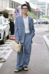 Street style at Milan Fashion Week Men's Spring 2025.