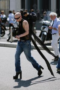 Street style at Milan Fashion Week Men's Spring 2025.
