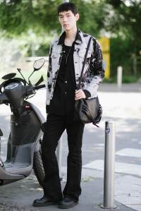 Street style at Milan Fashion Week Men's Spring 2025.