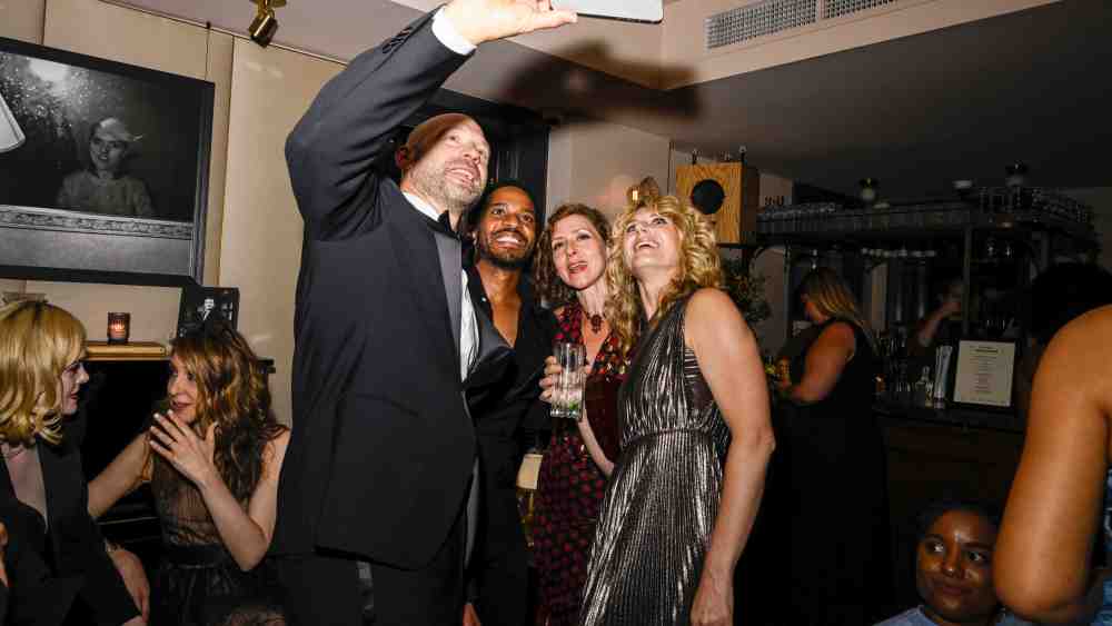 Corey Stoll and Nadia Bowers at a 2024 Tony Awards after party