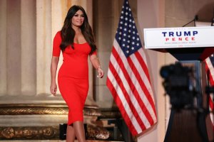 Kimberly Guilfoyle walks on stage before pre-recording her address to the Republican National Convention at the Mellon Auditorium on August 24, 2020 in Washington, DC. The novel coronavirus pandemic has forced the Republican Party to move away from an in-person convention to a televised format, similar to the Democratic Party's convention a week earlier.