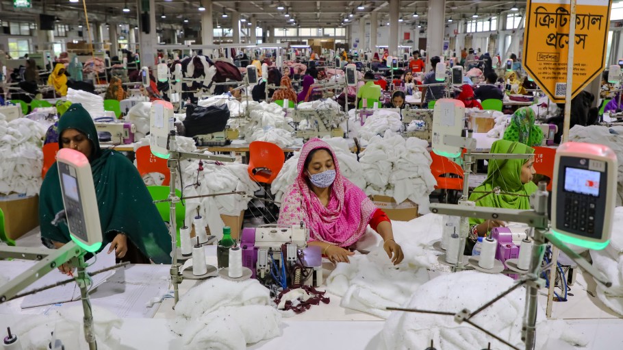 Ready-made garments workers in a garment factory in Dhaka, Bangladesh.