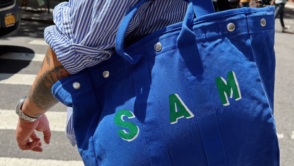 A monogrammed tote by Alex Mill.
